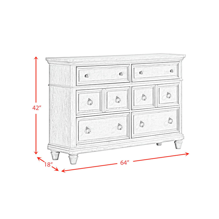 Whit-Ash 6-Drawer Dresser in Light Grey