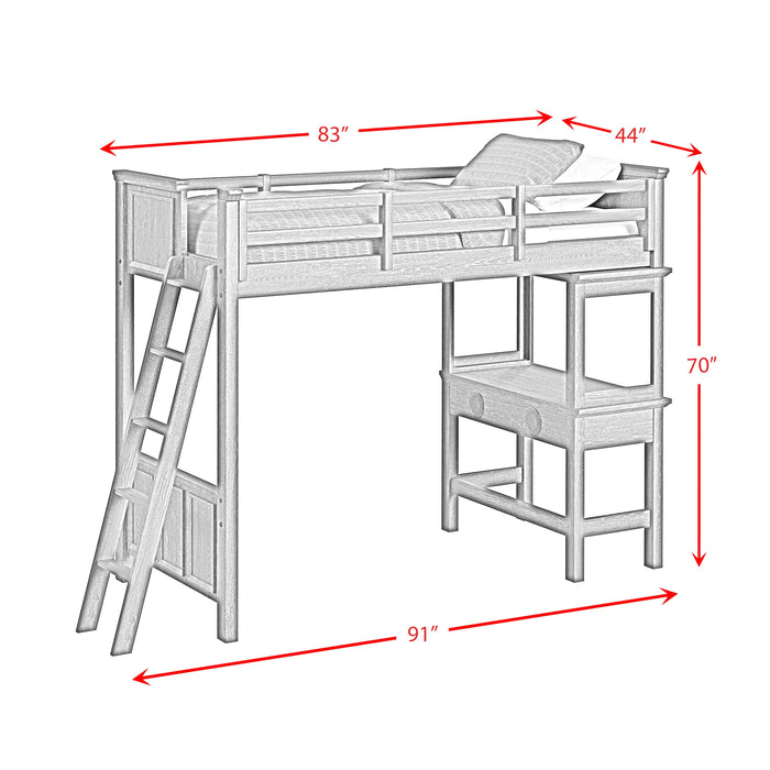Hampton Kids Loft with Ladder and Desk with Speaker Bedroom Set