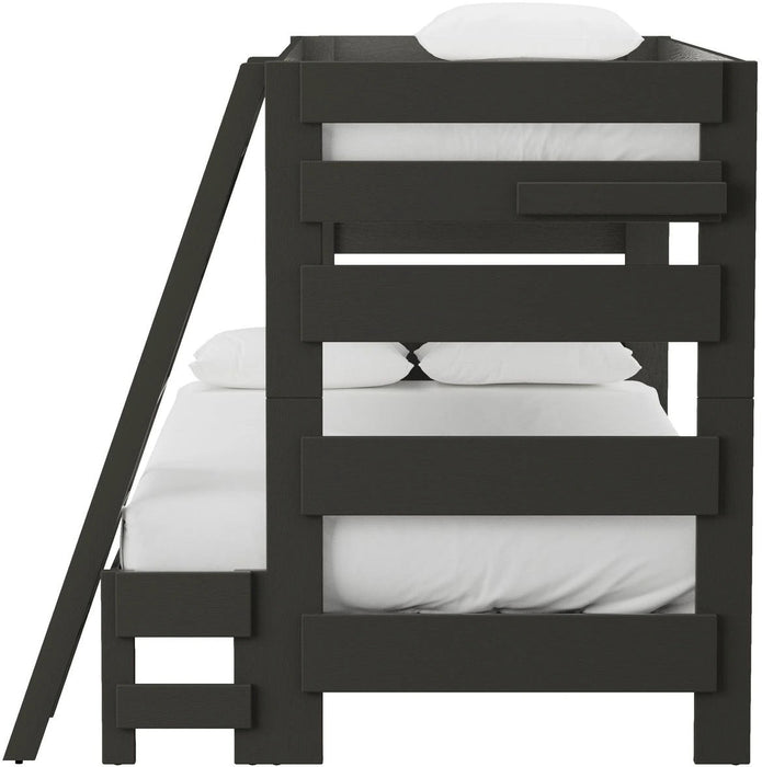 Elements International Cali Kids Twin over Full Bunk Bed with Ladder in Sleek Gray