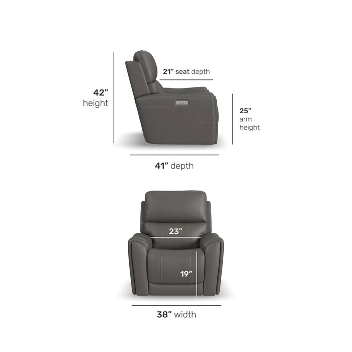 Carter Smoke Fabric Power Recliner with Power Headrest & Lumbar