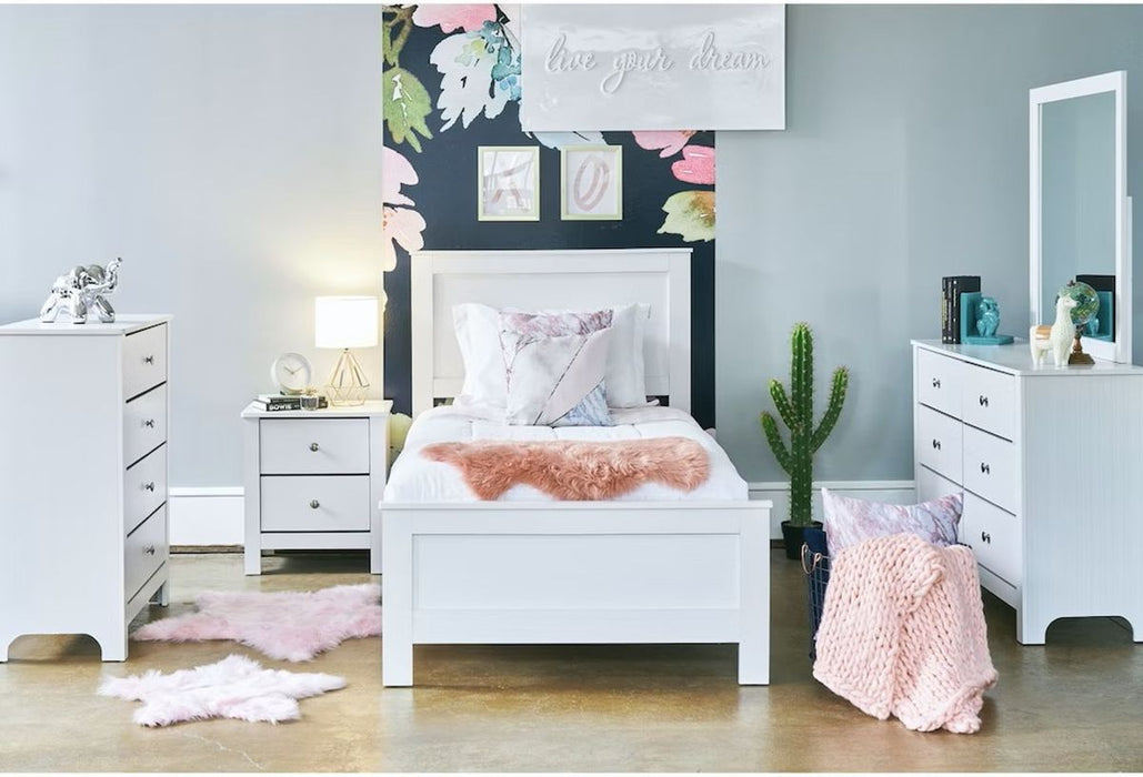 Elements International Catalina Youth Twin Panel Bed in White