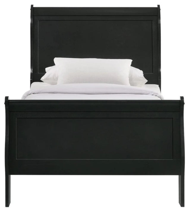 Elements International Louis Philippe Twin Panel Bed in Black