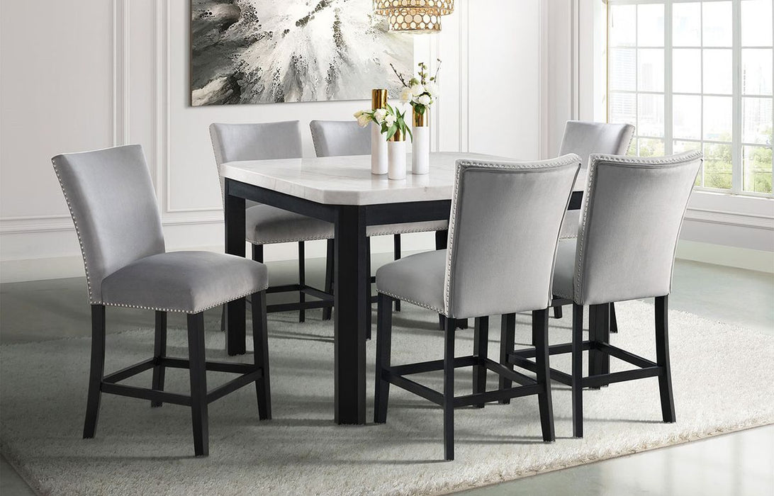 Elements International Francesca Counter Height Dining Table in White and Black