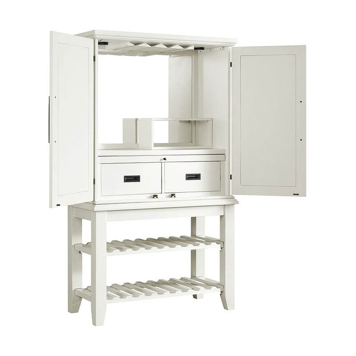 Elements International Stone Bar Buffet w/ith Hutch in White