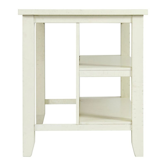 Elements International Stone Kitchen Island in White