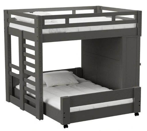 Elements International Cali Kids Twin Over Full Basic Loft Bed with Desk in Sleek Gray image