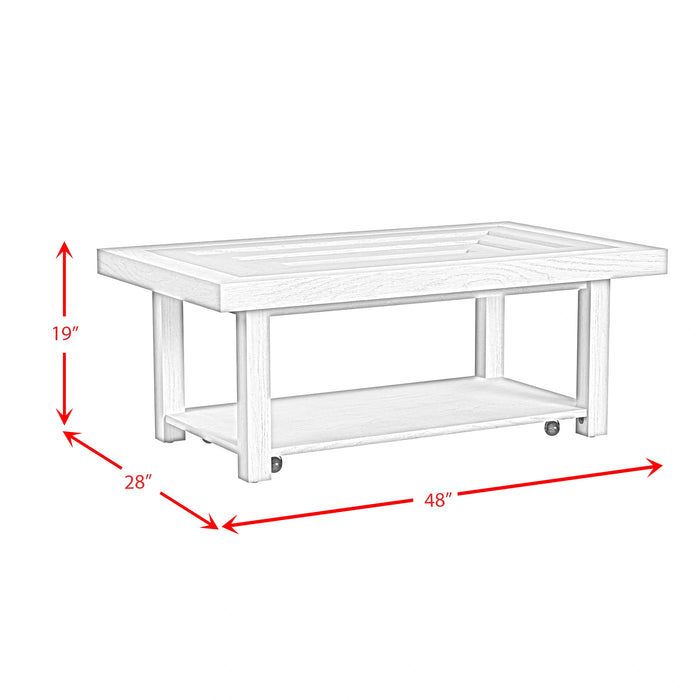 Avalanche 3PC Occasional Table Set in Antique White-Coffee Table & Two End Table