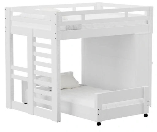 Elements International Cali Kids Twin Over Twin Basic Loft Bed with Desk in White image