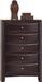 Elements International Emily 5 Drawers Chest in Espresso Lacquer image