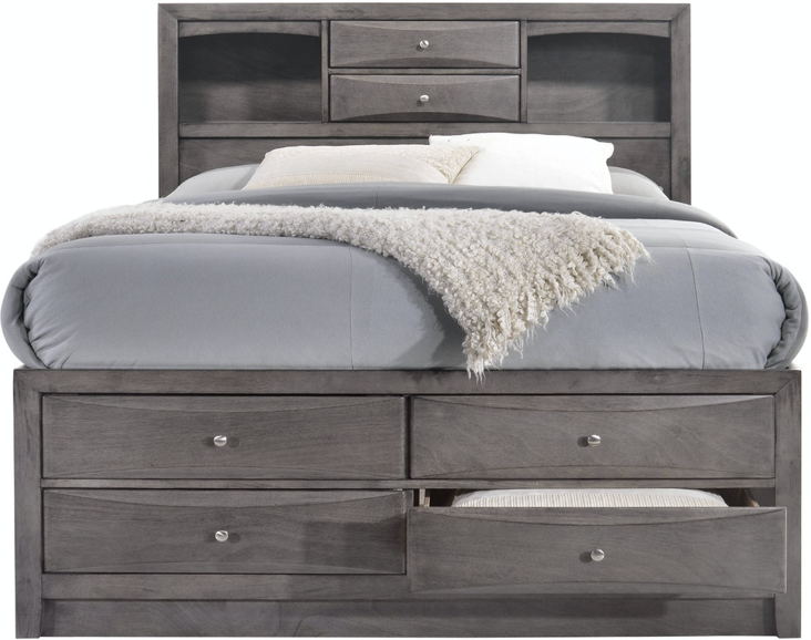 Elements International Emily Grey Full Storage Bed in Gray EG170FB