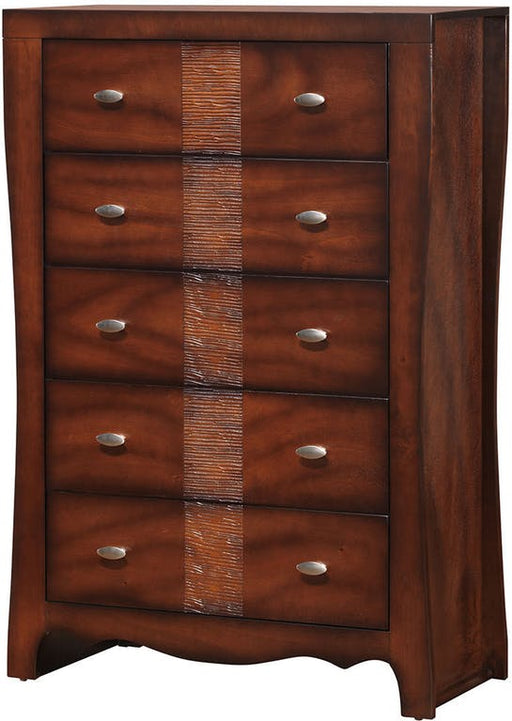 Elements International Jenny 5 Drawers Chest in Medium Espresso Lacquer image