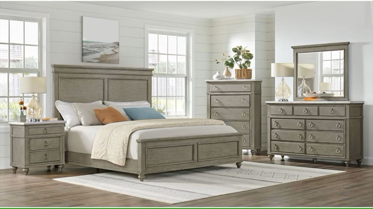 Elements International Kendari King Panel Bed in Grey