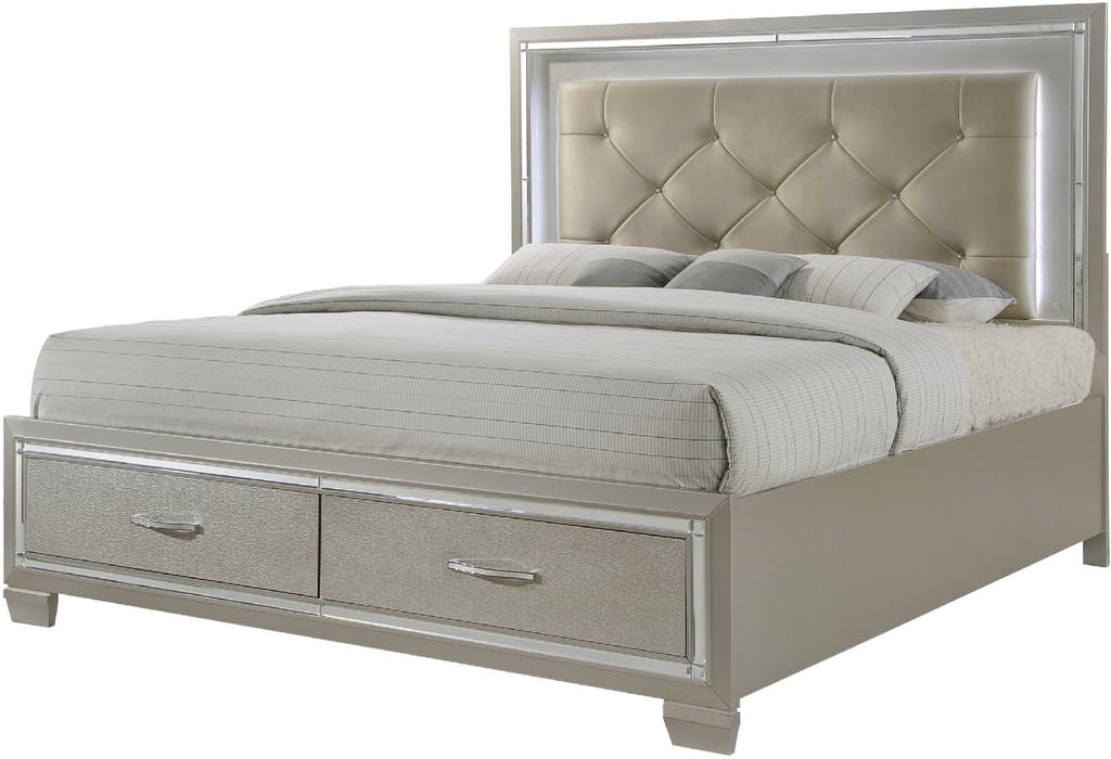 Elements International Platinum King Storage Bed in Golden Champagne image