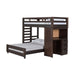 Elements International Vista Twin over Full Basic Loft Bed with Desk in Brown image
