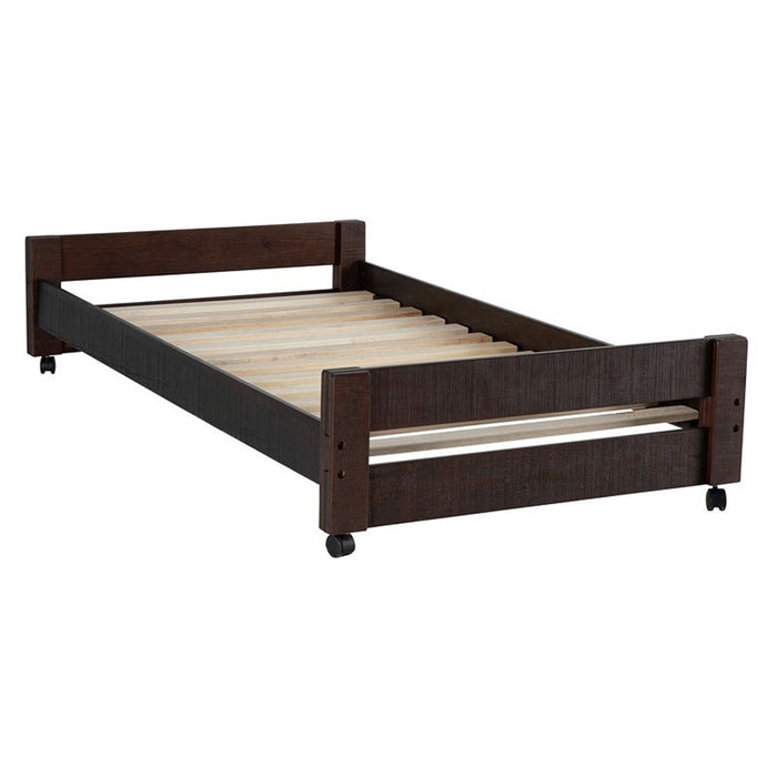 Elements International Vista Twin over Twin Super Loft Bed with Desk and Bookcase in Brown