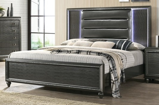 Elements International Moonstone Queen Panel Bed in Gray image