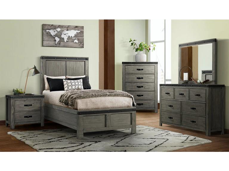 Elements International Wade Twin Bed in Gray